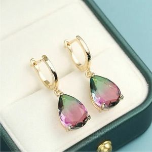 Pretty gold plated mystic sapphire crystal earrings